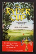 1961 Official Ryder Cup Golf Programme - played at Royal Lytham and St Anne's c/w both draw sheet