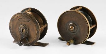 2 Scottish made brass fly reels: Gow & Sons Dundee 2.25" plate wind together with R Ramsbottom