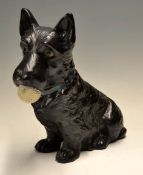 North British Rubber Co black Scottie dog advertising golf ball Sylvac ceramic figure - c/w tartan