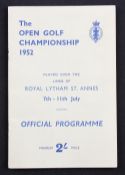 1952 Official Open Golf Championship programme - played at Royal Lytham St Annes and won by Bobby