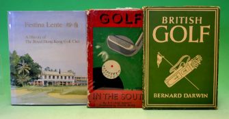 Variety of interesting golf books (3) - Darwin, Bernard "British Golf" 1st ed c/w dust jacket; Leigh