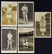 E Trim Wimbledon Tennis Postcards to include 'H W Austin X109', 'W T Tilden', 'B Nuthall' another