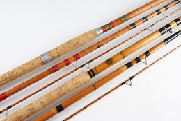 2x Whole and Split Cane Course Fishing Rods - Dutton & Co Ltd Eastbourne 13ft 8in 3pc wholecane