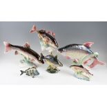 Selection of Ceramic Fish: By Jemma - Holland consisting of 4 lusterware fish largest been 38 cm