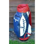 Fine Ben Hogan Modern "Hogan" 10" Tour Golf Bag - in red white and blue -c/w proper caddy shoulder