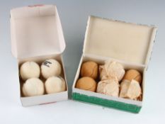 Two Boxes of Vintage Tennis Balls - To include 1949 En-Tout-Cas box of 6 balls sold by Harrods Ltd