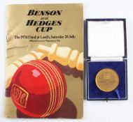 1974 Benson & Hedges Cricket Cup Final Medal - played at Lords Leicestershire v Surrey - Surrey