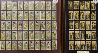 John Player & Sons Cricket Cigarette Cards 'Cricketers Caricatures by RIP' with 50x cards, framed