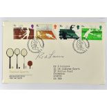Tennis Autograph - Rod Laver (b.1938) Signed First Day Cover a 1977 Racket Sports FDC with Laver's