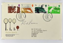 Tennis Autograph - Rod Laver (b.1938) Signed First Day Cover a 1977 Racket Sports FDC with Laver's