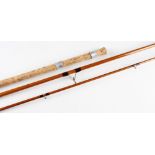 Fine R Chapman & Co Ware Herts 700 10ft 2" 2pc split cane pike rod - with detachable 28.5" trumpet