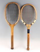 Talmo swallow tail laminated racket with concave throat with original two tone, red / white