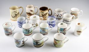 Collection of Fishing related China Mugs: To consist of various makers Gibson, Royal Worcester,