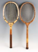 Spalding Bros 'Ascot' Tennis Racket c.1910-20 original double centre gut strings, concave throat,