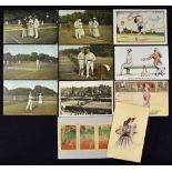 Assorted Tennis Postcards to include various tennis scenes, coloured and real photo cards, some