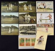 Assorted Tennis Postcards to include various tennis scenes, coloured and real photo cards, some
