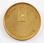 1972 Benson & Hedges Cricket Cup Final Medal - Leicestershire v Yorkshire played at Lords 1972,