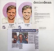 Cricket - Artist Proofs: 2 Signed artist proofs of K Higgs signed by the Artist Denise N Dean and