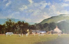 Setting the Field' by Roy Perry Cricket Print framed and glazed.