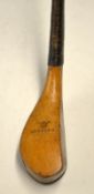 R. Forgan St Andrews POWF golden beech wood longnose curved face spoon c.1880- with full wrap over