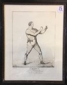 1829 Scarce Boxing Etching - Edwin Baldwin Pugilism - Ludlow, Shropshire - known as 'White-headed