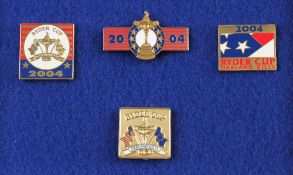 2004 Ryder Cup USA matches enamelled Badge collection- set of 4 badges held at Oakland Hills mounted