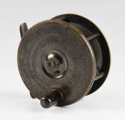 Robert Turnbull Edinburgh 4" brass salmon reel: with smooth brass foot, retaining most of the