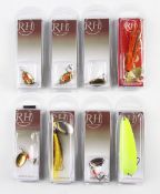 Large selection of unused Reuben Heaton fishing lures (24) - 9x Atlantic Spoons mostly size2, 5x