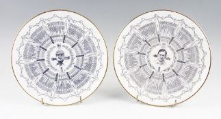 2x 'Century of Centuries' Commemorative Cricket Coalport bone china plates - W.R Hammond, limited