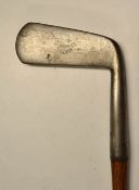 W Park Maker Musselburgh heavy metal straight blade putter c.1885 - good oval makers stamp mark to