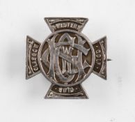 Glasgow Western Golf Club silver pin badge - Maltese cross pin badge stamped on the back with makers