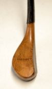 McEwan light stained beech wood longnose heavy short spoon c.1880 - with full wrap over brass sole