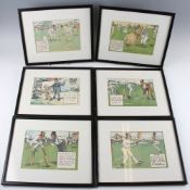 Crombie's Laws of Cricket - full set of 12x colour prints - all mounted in matching frames (one