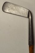 R White Maker St Andrews thick heavy iron straight blade putter c.1885 - with deep knurling to the