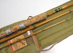 Allcock's "Record Breaker Deluxe" 10 foot 6 three-piece split cane coarse rod - c/w with red agate