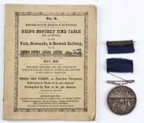 Curling Medal - Royal Caledonian Curling club medal together with 1849 Reid's monthly railway time