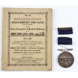 Curling Medal - Royal Caledonian Curling club medal together with 1849 Reid's monthly railway time