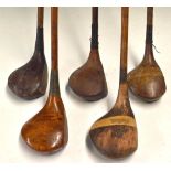 5x assorted woods: Large head driver showing the Cochranes Exhibition model stamped the aluminium