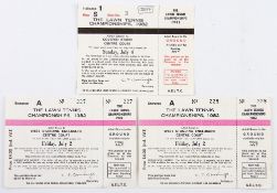 Tennis - 1982 Lawn Tennis Championships Wimbledon Tickets - To include tickets Men's Semi- Final