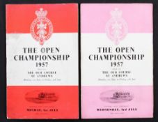1957 Official Open Golf Championship programmes (2) - played at St Andrews on the 1st and 3rd day of
