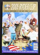 Very Rare 2001 Cancelled Ryder Cup Golf Programme - This programme is extremely rare since