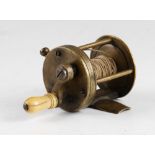 Early c1820 Haywood Birmingham Maker all brass multiplier pin stop winch, 1.5" diameter, 1.75" wide,