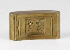 Brass Boxing Snuff Box - Depicting Bare Knuckle Champion Tom Spring v John Langen. The most famous