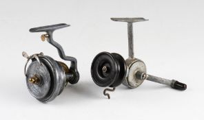 2x Allcocks Reels - Allcock Duplex Patent alloy casting reel with twin line pick up on spring arm,