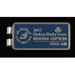 2017 European Tour Irish Open official players engraved money clip badge - Pro Am event winner Jon