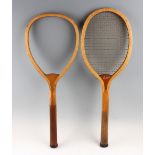 Eclipse racket with convex wedge with original white natural gut stringing. together with F H