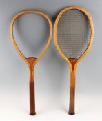 Eclipse racket with convex wedge with original white natural gut stringing. together with F H