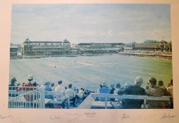 England v Australia Centenary Test, Lords' Signed Print by Arthur Weaver, 1980 signed by artist