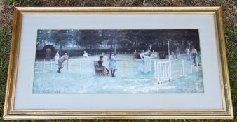 Tennis colour print - 'The Tennis Party' after Sir John Lavery 1885 framed and glazed