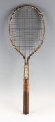 'New Dayton' Steel Framed Tennis Racket c.1925 unmarked with piano intact wire stringing and a